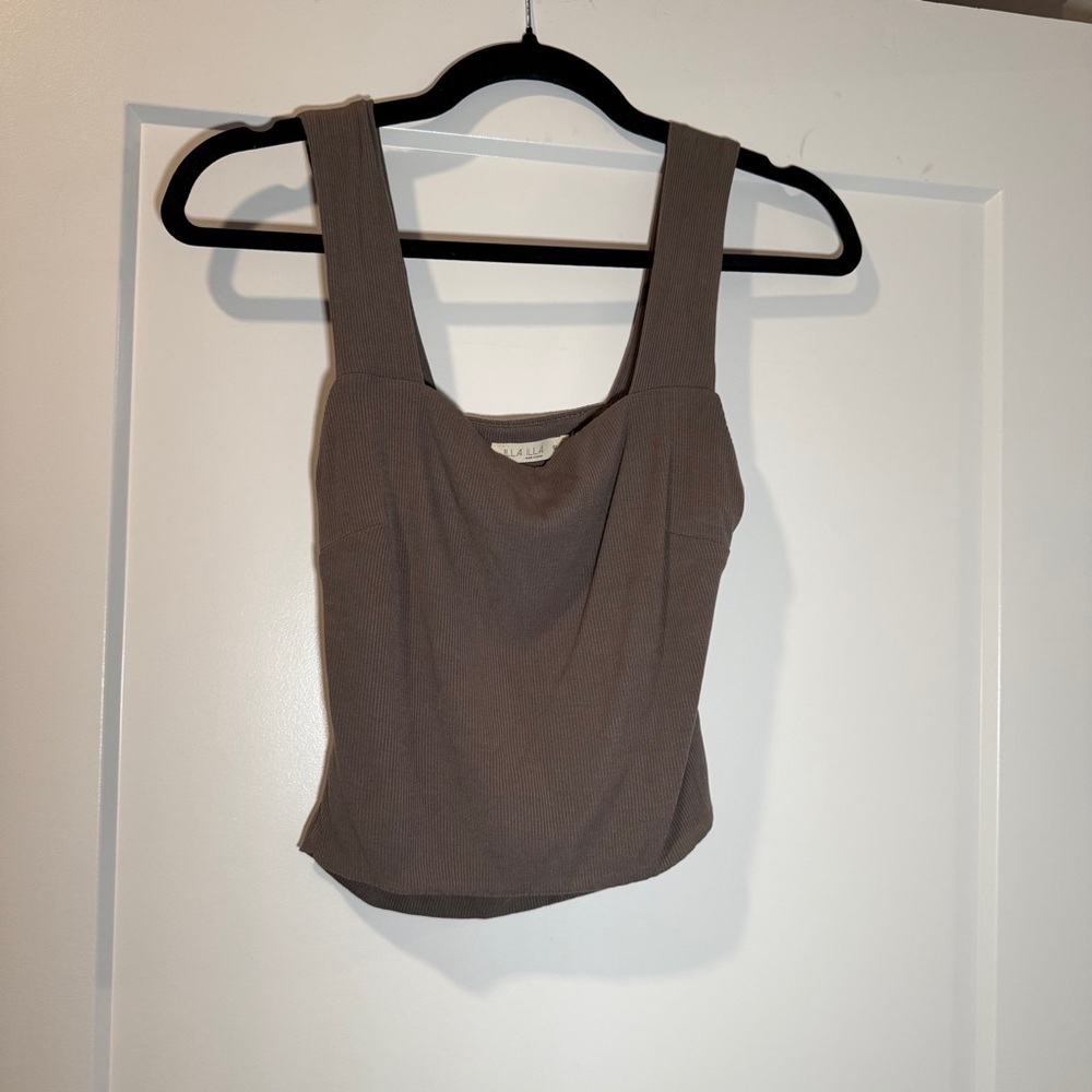 ILLA ILLA Taupe Sleeveless Crop Top